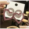 Stud Fashion Jewelry S925 Sier Post Earrings Diamond Crystal Heart Drop Delivery DHLQX