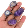 Pendanthalsband 2023 Vintage Natural Stone 10 PCS Böhmen Copper Plated Amethyst Crystal Retro Women Necklace Pendants Wholesale