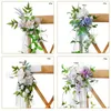 Flores decorativas, 1 pieza, decoraciones de pasillo de boda para ceremonia, silla de iglesia, decoración de fiesta con cintas