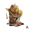 Party Decoration Arcylic Cowboy Hangings Car Ornament Personalized Boots And Hat Christmas Tree For Cowgirl