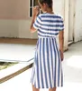 Party Dresses Summer White Dress Women Vintage 3/4 Flare Sleeve Hollow Vestido 2023 Holiday Beach Sundress CL134