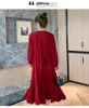 Maternity Dresses Autumn Korean Fashion Dress Sweet Patchwork Ties Waist Loose Clothes For Pregnant Women Elegant Pregnancy