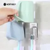 Toothbrush Holders WORTHBUY Creative 188 Stainless Steel Tooth Brush Wall Suction Toothpaste Bathroom Accessories 230204