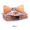 蝶ネクタイsitonjwly Wooden Man for Wedding Party Butterfly Cravat Wood Bowties Polyester Handkerchief Cufflinks setbow