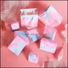 Boîtes à bijoux Fashion Marble Print Diy Handmade Box Gradient Cloud Gift Packaging Paper Case Small Fresh Necklace Boucles d'oreilles Set Packa Ot3Kt