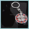 Keychains Lanyards Creative Russian Turntable 360 Degrees Rotatable Keychain Car Styling Personality Gift Keyrings Keyring Key Hol Otarl