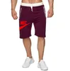 Men Summer Casual Shorts Quick Drying Fitness Short Beach Shorts Men Boardshorts Elastic Waist Solid gym Clothing Brand LOGO Print
