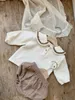 Ensembles de vêtements Bébé garçon fille vêtements ensemble mousseline printemps 0-5Y bébé coton biologique revers marine style à manches longues hauts shorts né bébé ensembles 230203