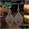 Dangle Lustre Vintage Sier Couleur Creux Goutte D'eau Boucles D'oreilles Bohème Boho Bijoux Ethnique Cristal Strass Pour Les Femmes Livraison Dhjnx