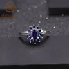 Cluster Rings Gem's Ballet 1.89CT Natural Blue Sapphire Gemstones Ring 925 Sterling Silver Flowers Classic for Women Party Fine Jewelryc