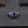 Pierścienie klastra balet klejnot 1.89CT Natural Blue Sapphire Sapphones Pierścień 925 Srebrne kwiaty klasyczne dla kobiet impreza