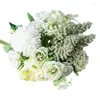Flores decorativas buquê elegante peony de seda de seda decoração de festa de casamento decoração de flores