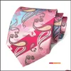 Neck Ties Fashion Accessories Novelty Men 8cm Blue Necktie for Male Paisley Floral Bowtie Drop Delivery Otwtz