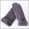 Five Fingers Gloves Women Winter Touch Sn Female Suede Fuzzy Warm Fl Finger Lady For Outdoor Sport Driving Drop Delivery Fashion Acc Ot39B