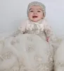 Robes De Fille Blanc Ivoire Robe De Baptême Pour Les Petits Enfants O Cou À Manches Longues En Dentelle Perles Première Communion Robe Toddler Infant Robes De Baptême