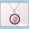 Hangende kettingen gedroogde bloem ketting glazen kogel planten kristal collier droge planten nanashop drop levering sieraden hanger dh82s