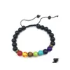 Bracelets de charme 7 Chakra Bracelet Hommes Black Lava Guérison Nce Perles Différentes Couleurs pour Femmes Reiki Bouddha Prière Pierre Naturelle Y Yydh Dhwci