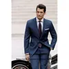 Men's Suits Navy Blue Daily Mens 2 Piece Set Business Blazer Notched Lapel Slim Fit Wedding Groom Tuxedo Terno Masculino Jacket Pants