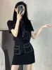 Werkjurken WOHERB Koreaanse kantoor dame elegant tweedelig set vrouwen korte mouw jas rokken pakken pakken mode casual top rok 2 sets