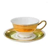 Tasses soucoupes tasse à café en porcelaine d'os style européen en relief or petit ensemble de luxe et soucoupe