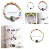 Pulsera de hebras de joyería de moda con cuentas Colorf Beads Owl Pendant Bracelets Drop Delivery Dh76Y