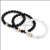 Hebras de cuentas Béisbol Charm 8Mm Lava Rock Beads Cadenas Para Mujeres Hombres Turquesa Piedra Natural Deportes Elasticidad Brazalete Moda Diy Otpub