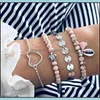 Charm Bracelets Bohemian Style Sets For Women Sea Shell Map Turtle Pineapple Heart Lotus Moon Natural Stone Beads Chains Bangle Boho Otyy5