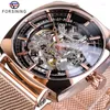 Armbandsur Forsining Men's Fashion Casual Top Brand Watches Hollow Mesh Strap Clock Waterproof Automatic Mechanical Watch Relogio