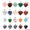 Pendant Necklaces 20 Pieces Heart Shape Stone Pendants Chakra Beads Crystal 2 Different Sizes C1FE