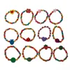 Braccialetti con ciondoli 12 pezzi Kit per bambine in legno colorato Gioielli di moda per bambini