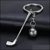 Keychains Bedanyards 3D Golf Ball Ball Top Grade Metal Keychain Chain Chain Chain Ring Sporting Sports Sports Gift for Souvenir Keyring D Otkvp