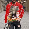 T-shirts voor heren Autumn Winter Kerststijl Heren met lange mouwen T-shirts Sneeuwvlok en herten 3D-print Male Red Tees Festival Casual Big Size Tops 230203