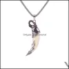 Pendant Necklaces Fashion Wolf Tooth Necklace For Men Long Chain Vintage Jewelry Gift Drop Delivery Pendants Otkpy