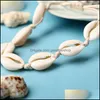 Beaded Strands Bohemian Sea Shell Bracelet For Women Girls Handmade String Rope Seashell Chains Men Summer Beach Wrap Bangle Fashio Otk8T