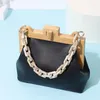 Evening Bags Fashion Women's Box Bag Bucket Wooden Clip Ins Acrylic Chain Luxury Handbag Banquet Party Purse Shoulder