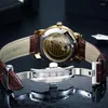 腕時計Guanqin Men's Tourbillon Automatic Waterproof Gold Mechanical Celfinding Watch luminous Stainless Steel