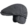 Bérets Béret Casquette Hommes Automne Hiver Chapeau À Carreaux Oreillette Plat Vintage Ivy Sboy Pour Artiste Peintre Bérets