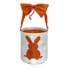 Sacs de panier de fête d'oeufs de chasse de Pâques d'ups avec le sac fourre-tout imprimé de lapin de coton de lin de filles de Bowknot Fluffy Tails