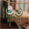 Stud Bohemian Fashion Jewelry Vintage Earrings Womens Rhinstone Flower Dangle Tassels Drop Delivery Dhdnp