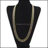 Catene 15Mm Miami Iced Out Cuban Link Collane Per Uomo Lungo Spessa Pesante Grande Hip Hop Donna Oro Sier Rapper Gioielli Drop Delivery Pe Otroz