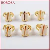 Band Rings Design 10PCS Fashion Adjustable Gold Color Claw Cowrie Shell Ring Gems Natural Druzy Women Jewelry ZG0318