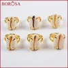 Band Ringe Design 10PCS Mode Einstellbare Gold Farbe Klaue Kauri Shell Ring Edelsteine Natürliche Druzy Frauen Schmuck ZG0318