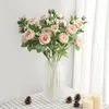 Flores decorativas Sala de estar Alpendre Decoração Simulação Branca Multi-cabeça Rose Fake Flower Wedding 4 Albero Roses