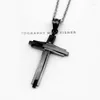 Pendant Necklaces Cross Stainless Steel Men's Chain Necklace Sidewalk Cuban Link Black Gold Color Silver Jewelry Gift