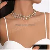 초커 섹시한 슈퍼 큰 라인톤 체인 초커 목걸이 여자 크리스마스 파티 선물 MTI Row Crystal Collar Jewelry Drop Delivery N DHLNP