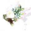 Decorative Flowers 2023 Wrist Pearl Silk Rose Ribbon Artificial Flower Party Wedding Decoration Bride Bridemaid Corsages Hand