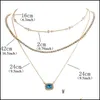 Pendentif Colliers Élégant Mtilayer Géométrique Bleu Clair Cristal Collier Ras Du Cou Pour Les Femmes À La Mode Bijoux Cadeau Drop Livraison Pendentifs Dhtpn