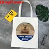 Shoppingväskor capybara väska canvas shoppare eco jute återanvändbar ecobag reciclaje sac tissu