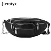 Sacos de cintura Jierotyx Mulheres de couro Marca de luxo Fanny Packs Belt Peito Bolsa Preto Cor Sexy Rebites Punk Gótico 230204