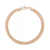 Link Bracelets 1pcs 6mm Men Women Gold Color Bracelet Bangles Lobster Clasp Rose Chain Accessories E137